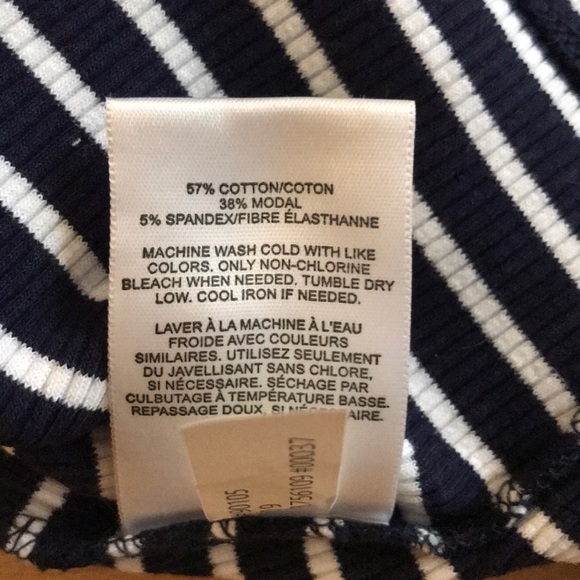 Express Crop Top Stripes One Shoulder Navy Blue - Picture 6 of 6